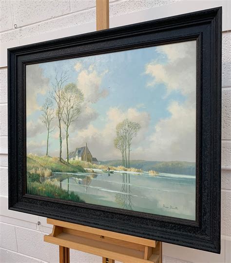 Roger Charles Desoutter River Landscape Painting Of Springtime In