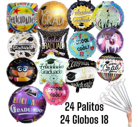 Globo Metalizado Graduación Birrete Grado Globos Látex MercadoLibre