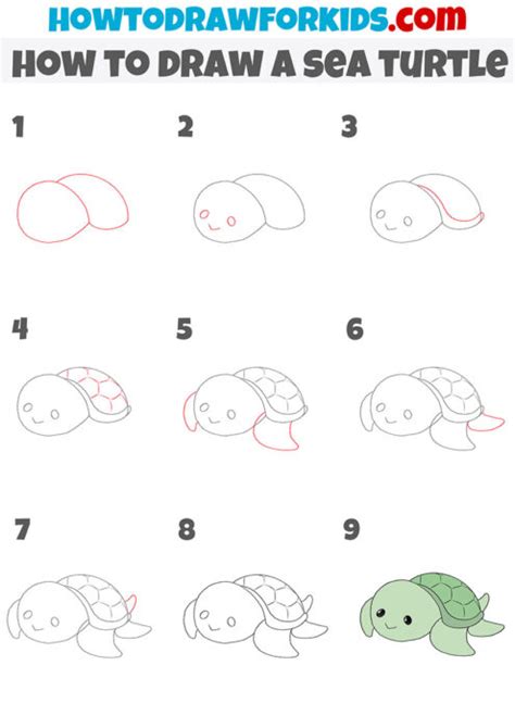 How To Draw A Sea Turtle Easy Drawing Tutorial For Kids