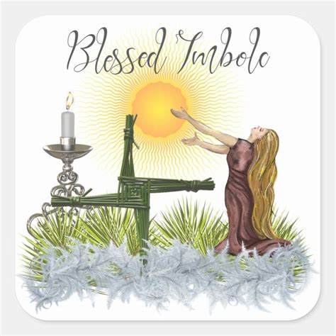 Light Of The Sun Blessed Imbolc Celtic Wicca Square Sticker Zazzle