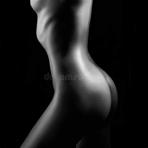 Silhouette Naked Woman Is Black And White Art Nude Pose Bright Stock Photo Image Of Night