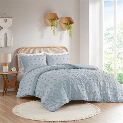 Intelligent Design Vera 3 Piece Blue Full Queen Clip Jacquard Comforter