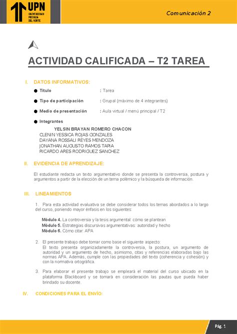 Leng T Avance Cdcd Actividad Calificada T Tarea I Datos