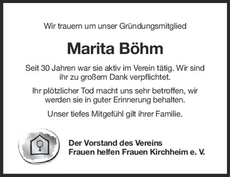 Nachruf Marita Böhm 05 11 2022 Teckbote Trauerportal