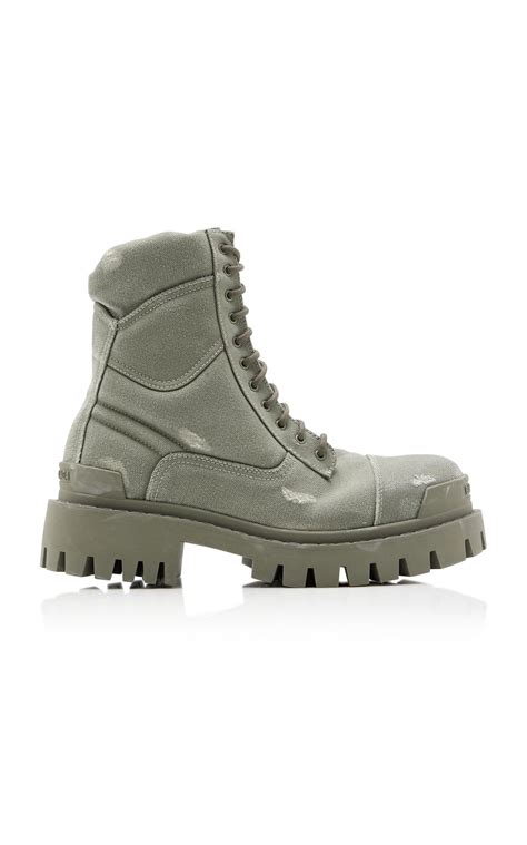 Balenciaga Strike Canvas Combat Boots In Green Lyst