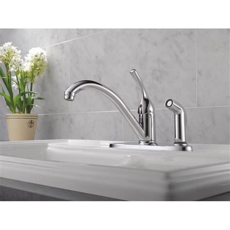 Delta Classic Chrome Single Handle Low Arc Kitchen Faucet Deck Plate