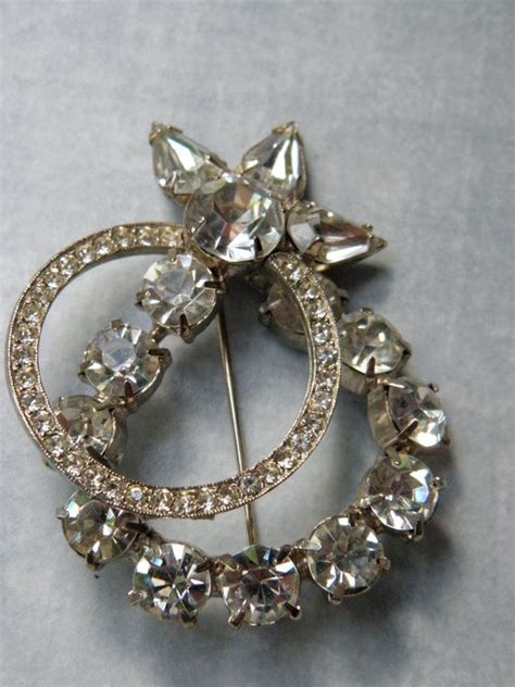 Vintage Weiss Fantastic Clear Rhinestone Brooch 1950s Etsy Vintage