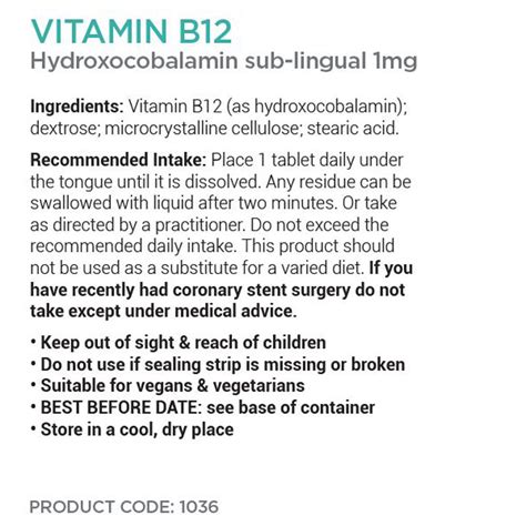 Cytoplan Vitamin B12 Hydroxocobalamin Sublingual 60 Tablets