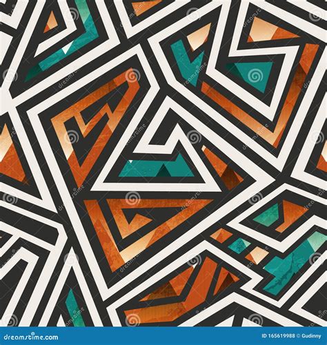 African Geometric Seamless Pattern Stock Vector - Illustration of batik ...