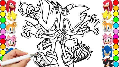 Sonic Team Coloring Pages Sonic The Hedgehog Teils Shadow Amy Rose Knuckles Draw Youtube