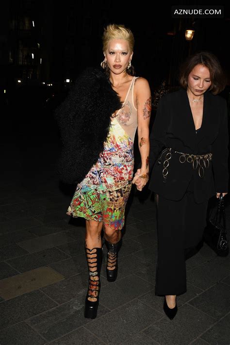 Rita Ora Sexy Spotted Flashing Her Hot Tits In A Beautiful Sheer Dress At Fashion Awards