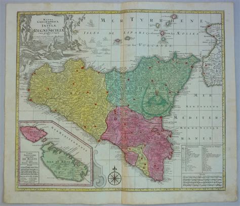 Mappa Geographica Totius Insulae Et Regni Siciliae By Karten Sizilien