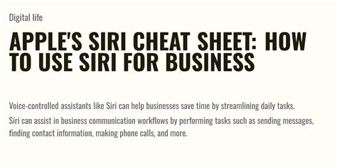 Apple S Siri Cheat Sheet How To Use Siri For Business Briefly