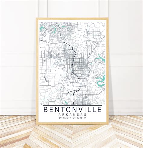 Bentonville Map Art Map of Bentonville Arkansas City Art | Etsy