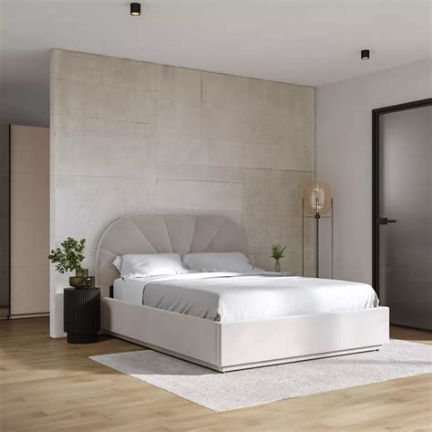 Letto Matrimoniale X Cm In Velluto Crema Con Contenitore Liebe