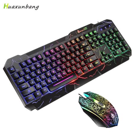 Teclado Backlit Rgb Gamer E Combos De Mouse Led Usb Fio Mec Nico