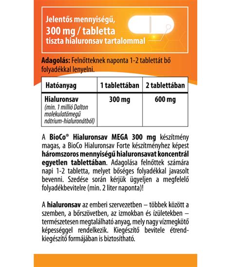 BIOCO HIALURONSAV 300MG MEGA TABLETTA 60X PATIKATT Patika Egy