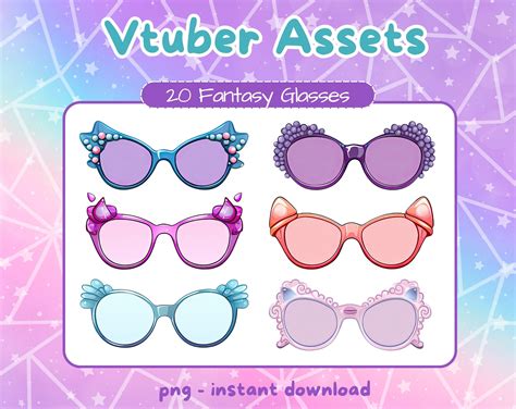 20 Vtuber Fantasy Glasses Pngtuber Outfit Assets For Twitch Vtuber Items Etsy