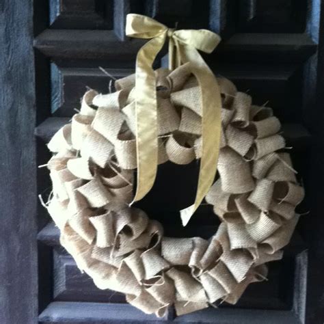 Wreath Made With 2 Inch Burlap Strips And Pinned In Place To 14 Inch