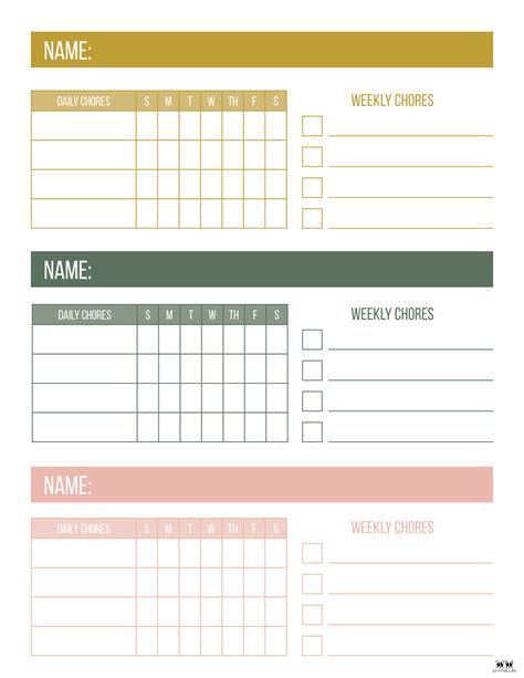 Free Editable Chore Charts For Multiple Children