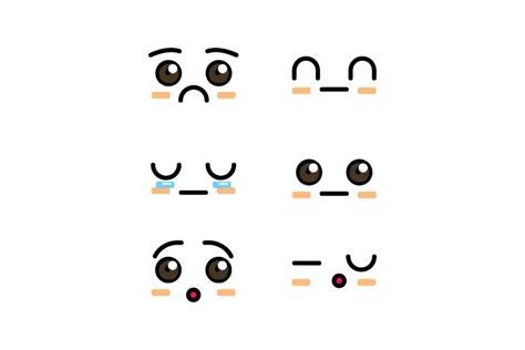 Set of cute emoticon face manga cartoon design