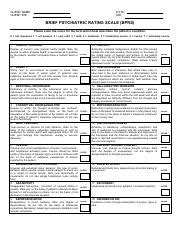 Brief Psychiatric Rating Scale BPRS Sample Pdf CLIENT NAME CLIENT