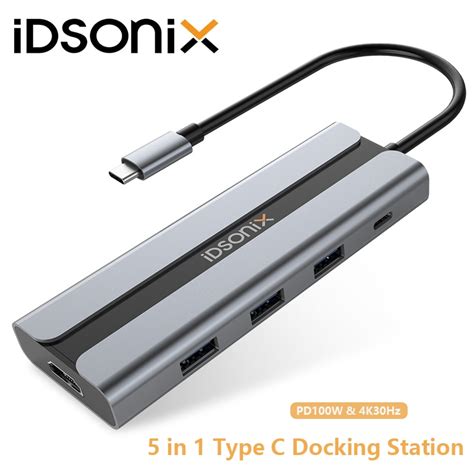 Idsonix In Docking Station Hub Multiport Adapter Usb C Hub Usb