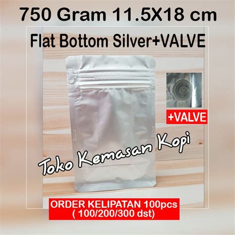 Jual Kemasan Kopi Gr Flat Bottom Silver Alumunium Foil