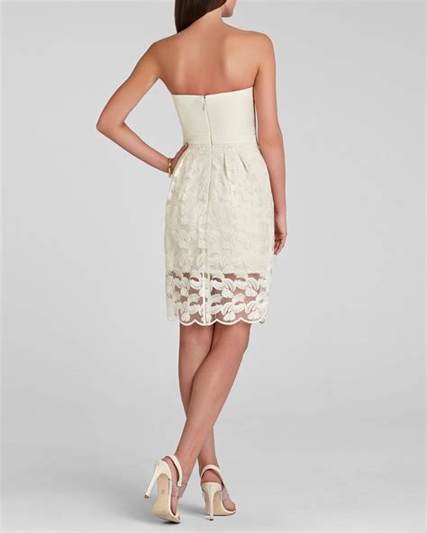 Lyst Bcbgmaxazria Dress Adrianna Lace Strapless In White