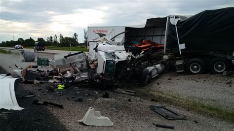 Driver Dies After Crash Between Two Transport Trucks On Highway 401