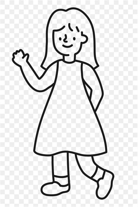 Happy Girl Clipart Black And White