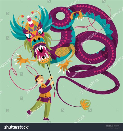 Chinese New Year Dragon Dance Vector Stock Vector (Royalty Free ...