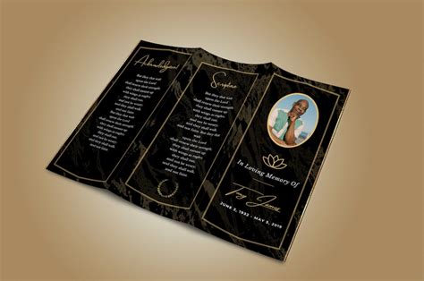 Tri Fold Funeral Program Template Editable In Canva Funeral Program