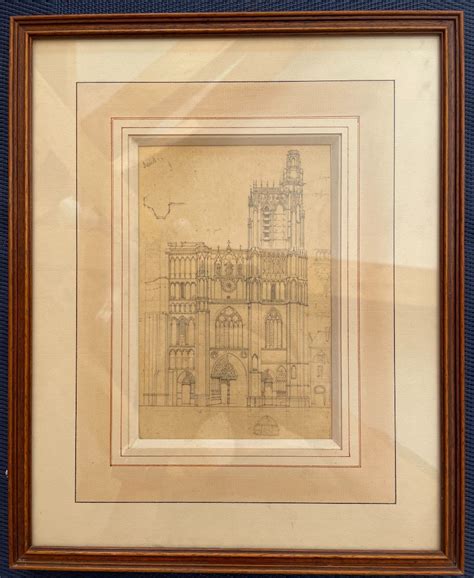 Proantic Attributed To Victor Petit Architectural Drawing Of Sens Ca