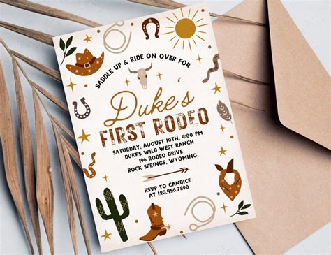 First Rodeo Birthday Invitation Template Boy Rodeo Invite First