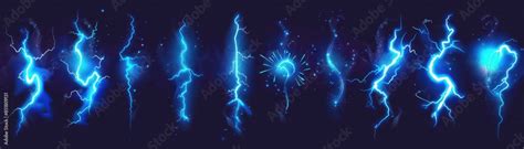 Cartoon lightning animation. Animated frames of electric strike, Stock ...