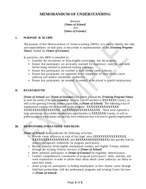 Memorandum Of Understanding Example Doc Template Pdffiller