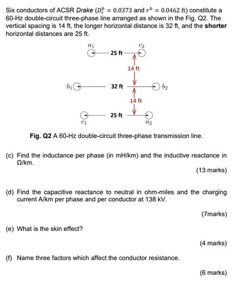 Six Conductors Of Acsr Drake D 0 0373 And R B 0 0462 Ft Constitute A 60 Hz Double Circuit