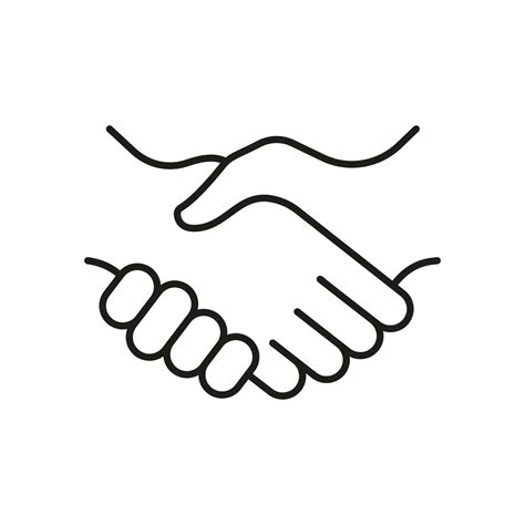 Deal Line Icon Handshake Linear Pictogram Business Partnership Hand