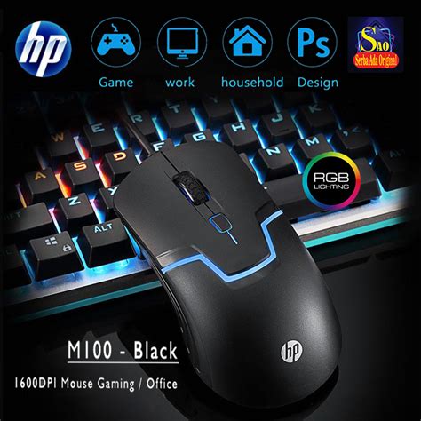 Jual Mouse Gaming Hp M100 1600dpi Mouse 4 Tombol Koneksi Usb