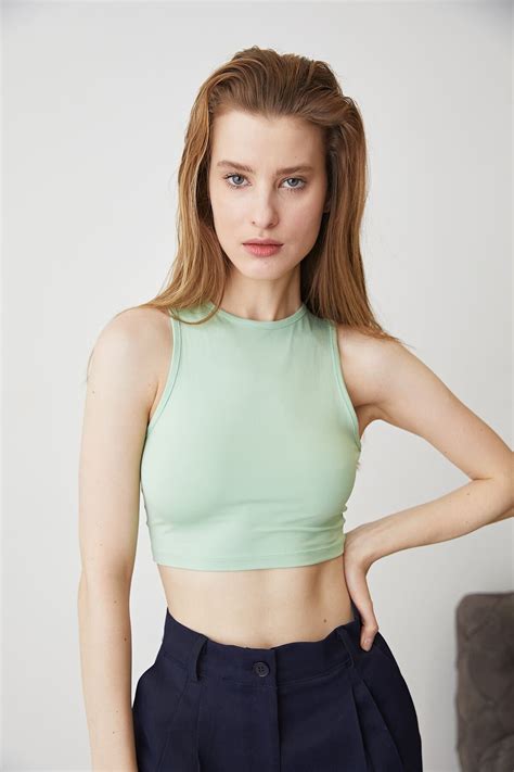 Spesniks Mint Halter Yaka Crop Elbisebul