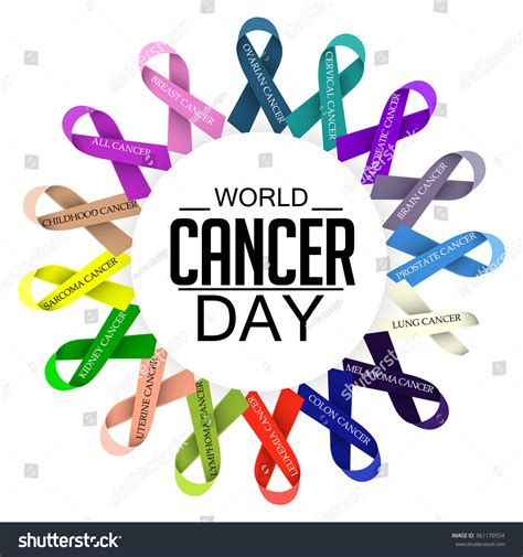 Stock Vector Vector Illustration Of World Cancer Day With Ribbon 361170554