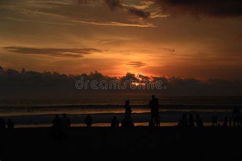 Amazing Sunset At Seminyak Beach Bali Indonesia Stock Photo Image Of