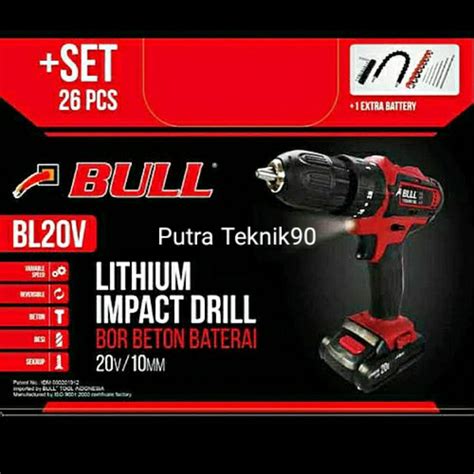 Jual Mesin Bor Baterai Beton Cordlees Impact Cordless Drill Bull 20V