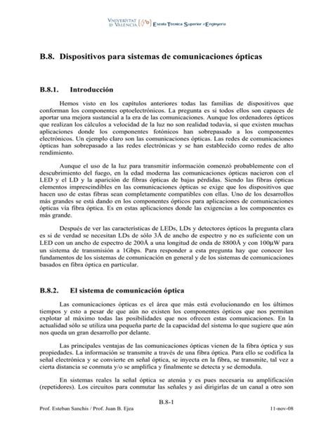 B Dispositivos Para Sistemas De Comunicaciones Pticas