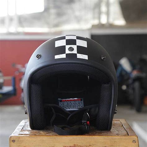 Helm Retro Classic Premium Checker Matte Black Lazada Indonesia