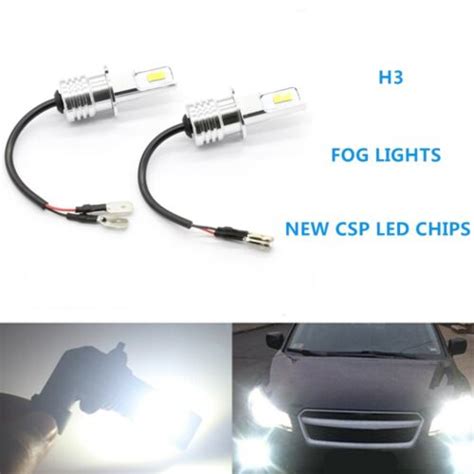 Super Bright H3 CSP LED Fog Light Bulbs Conversion Kit 55W 6000LM 6000K