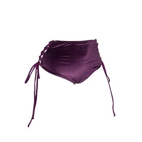 Delva High Waisted Bikini Bottom Purple Velvet Brasini Swimwear Wolf Badger