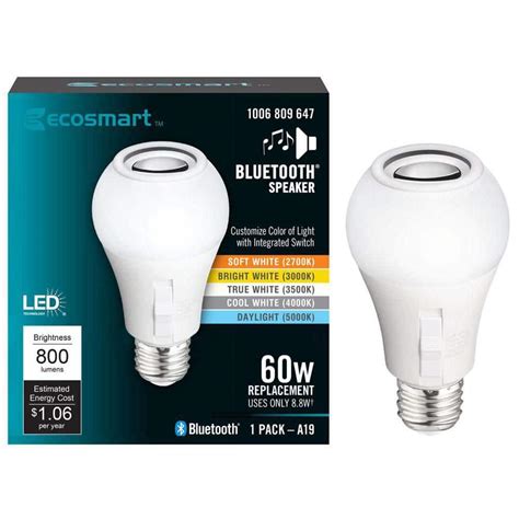 Have a question about EcoSmart 60-Watt Equivalent A19 CEC Bluetooth Speaker LED Light Bulb with ...