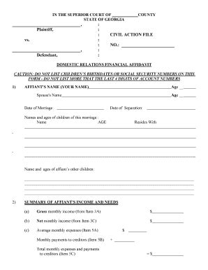 Fillable Online REQUIRED BFINANCIAL AFFIDAVITb FORM Will Worksheet